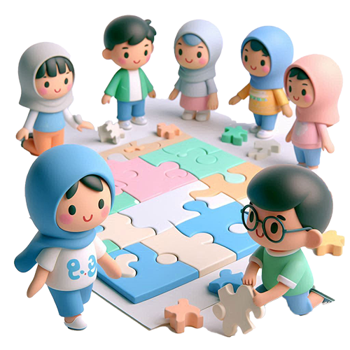 Anak-anak belajar bersama dengan gembira